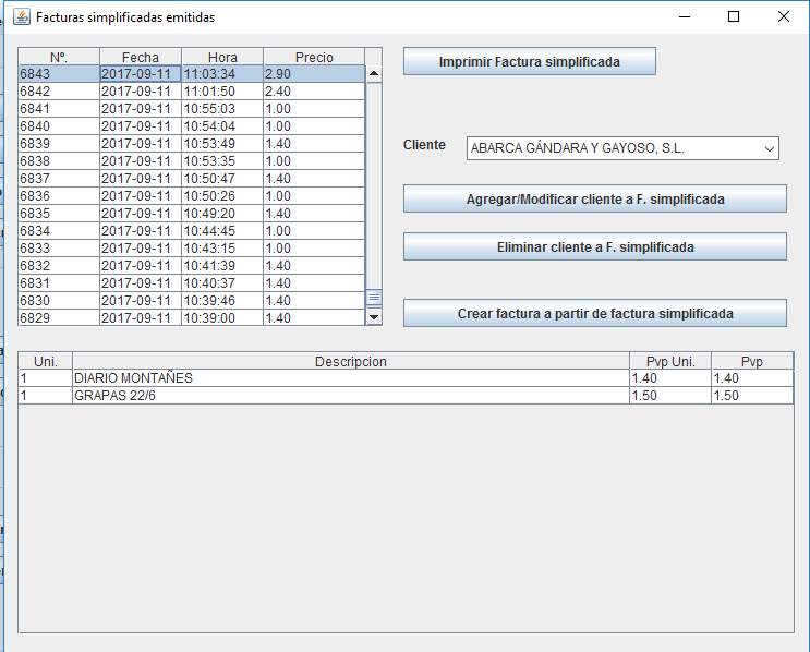 Factura Simplificadas.